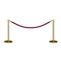 Montour Line Stanchion Post and Rope Kit Pol.Brass, 2 Flat Top 1 Maroon Rope C-Kit-2-PB-FL-1-PVR-MN-PB